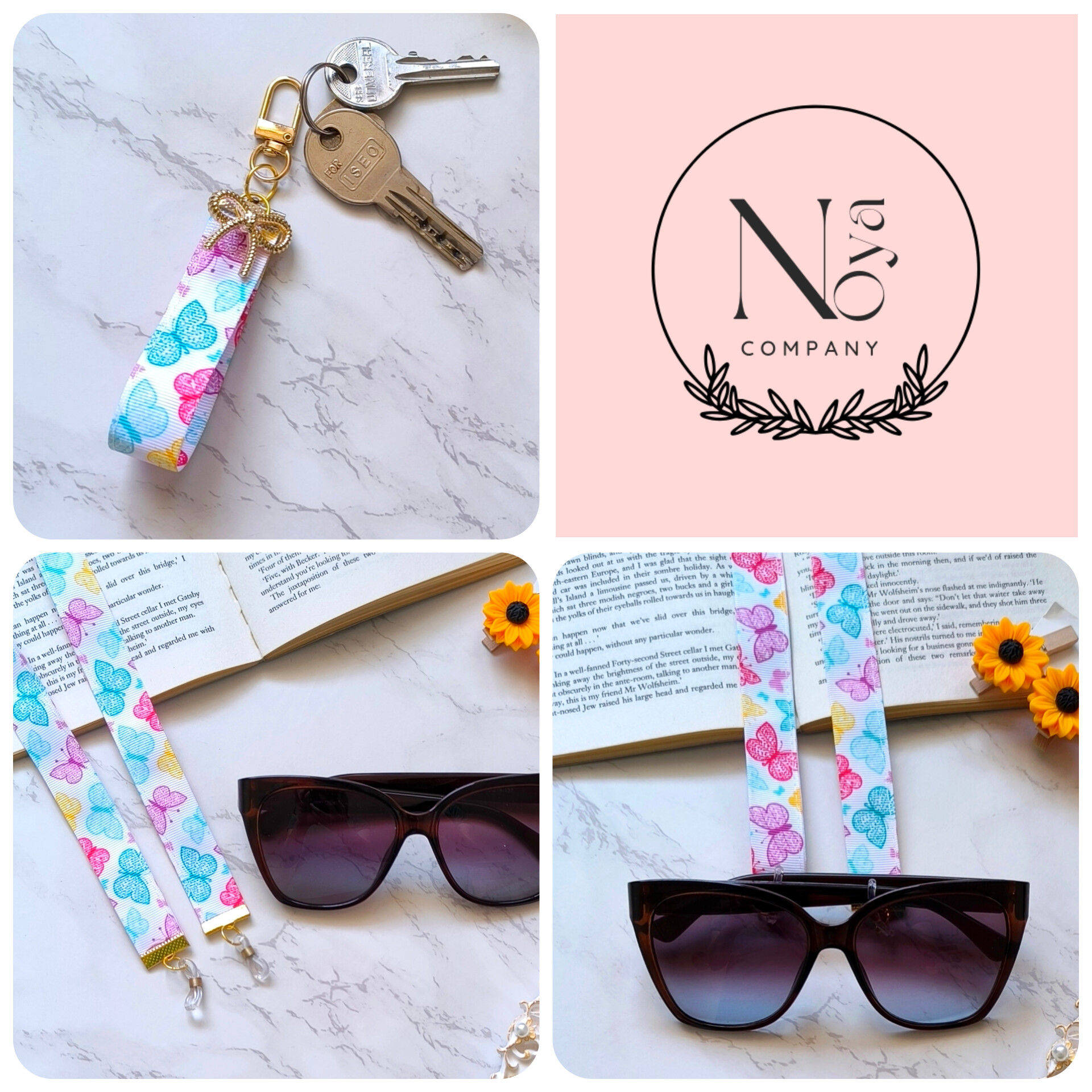 ست فانتزی بند عینک و جاسوییچی و جاکلیدی زنانه و دخترانه مناسب هدیه دادن.