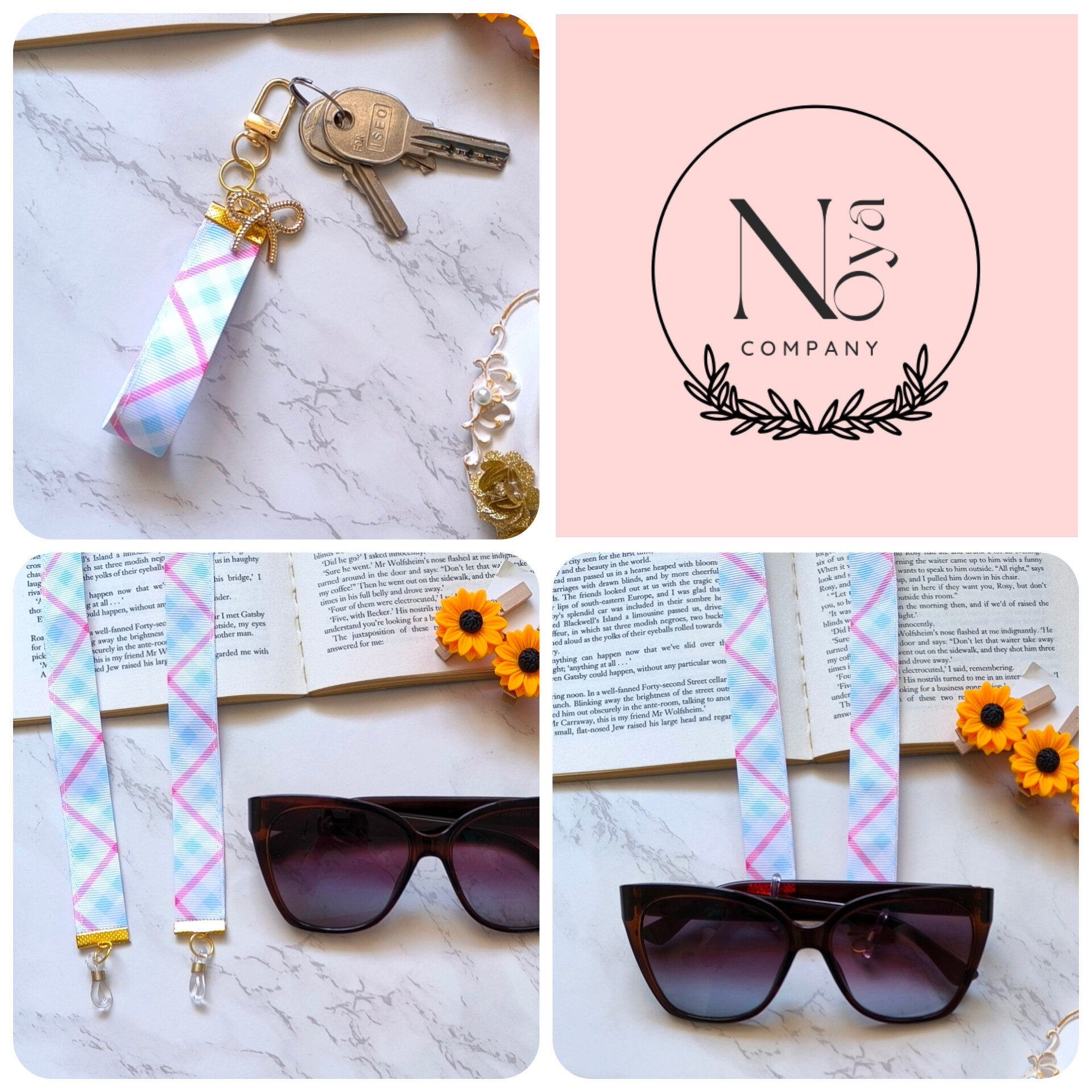 ست فانتزی بند عینک و جاسوییچی و جاکلیدی زنانه و دخترانه مناسب هدیه دادن.