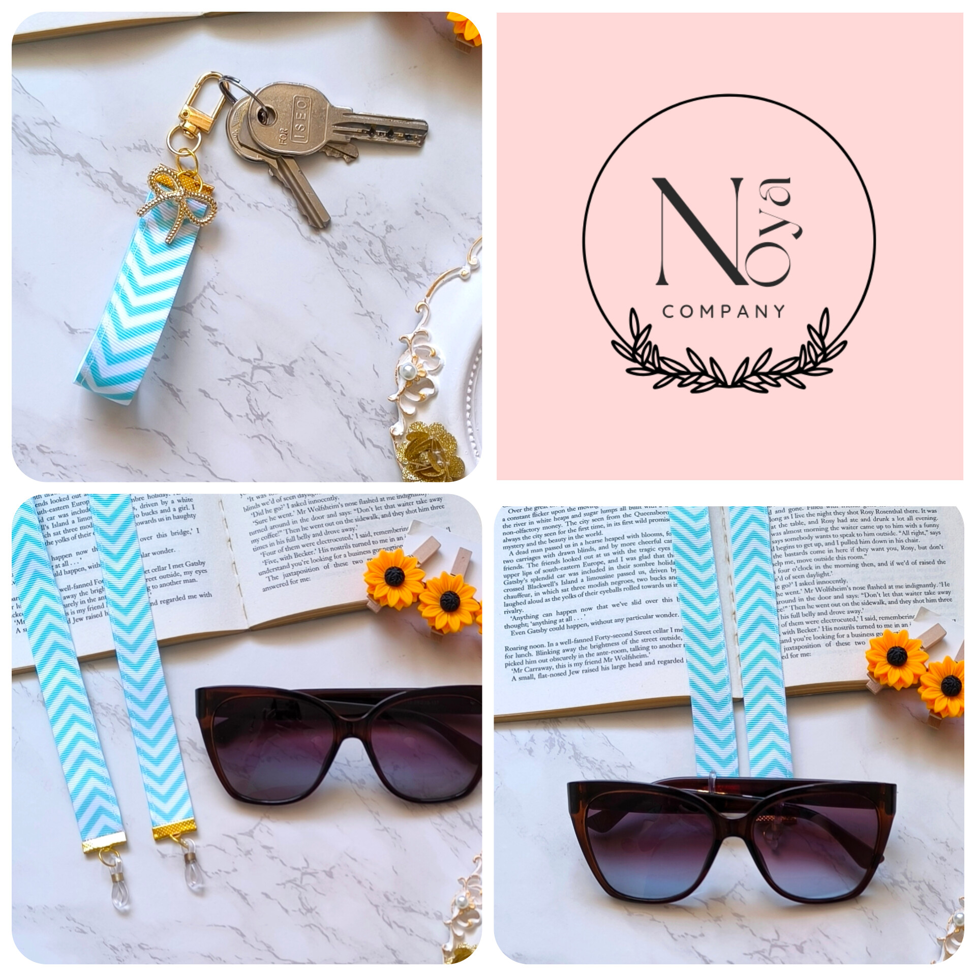 ست فانتزی بند عینک و جاسوییچی و جاکلیدی زنانه و دخترانه مناسب هدیه دادن.