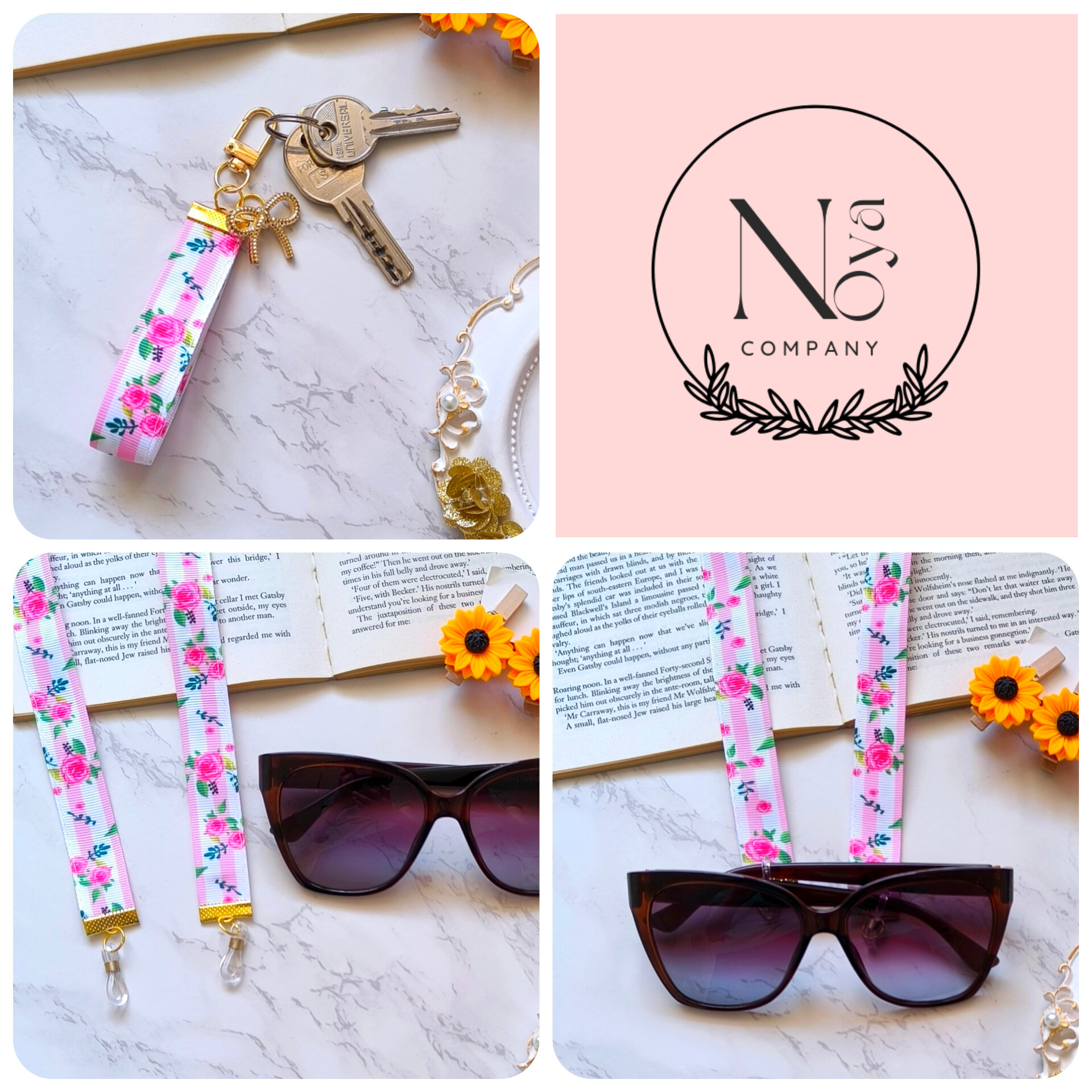 ست فانتزی بند عینک و جاسوییچی و جاکلیدی زنانه و دخترانه مناسب هدیه دادن.