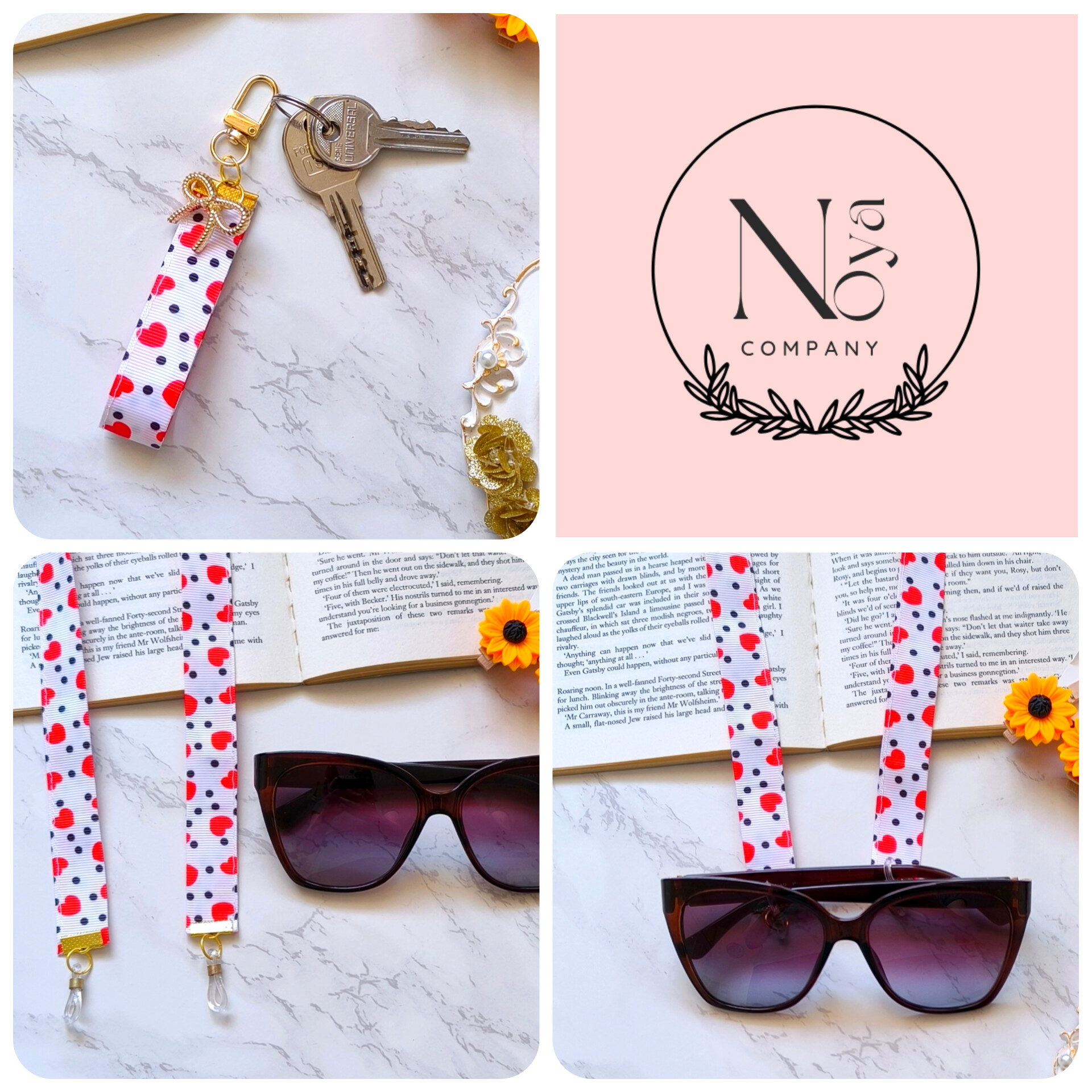 ست فانتزی بند عینک و جاسوییچی و جاکلیدی زنانه و دخترانه مناسب هدیه دادن.